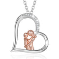 Isunni S925 Sterling Silver Plating Rose Gold Mom and Son Heart Necklace for Mother
