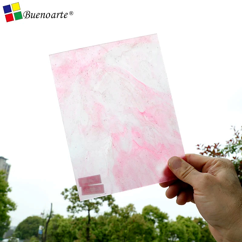 Buenoarte 15x20cm 3mm Thick Transparent Square Stained Glass Sheet-Variety Colors Tiffany Glass Mosaic Classic Traditional