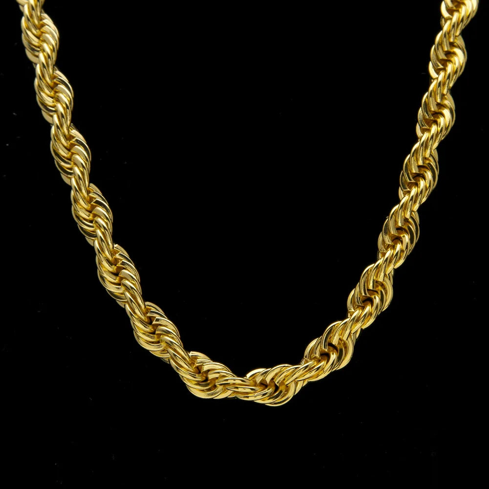 Big 10mm Stainless Steel Gold Plated  Thick Rope Chain for Women Men