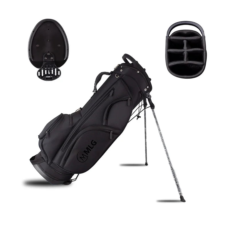 Cheap Custom Design Lightweight Golf Stand Bags 6 Dividers All Black Golf Bag Unisex Golf