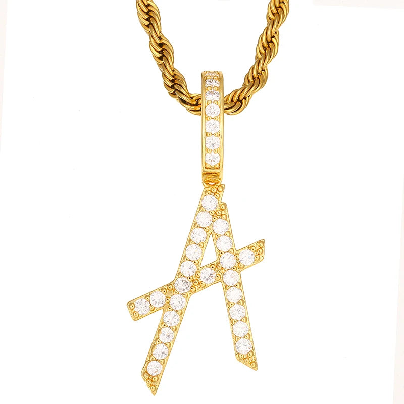 Hip Hop Custom A-Z Letters Pendant Men Women Fashion Necklace 2021 New Custom Letter Jewelry