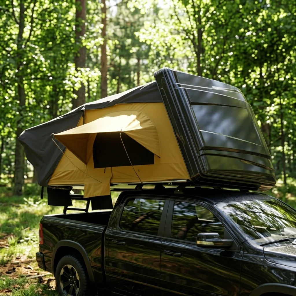 ABS Shell Rooftop Tent Aluminium Frame Roof Racks Oxford One Bedroom Waterproof Four-Season Quick Automatic Opening Tent 2.0m