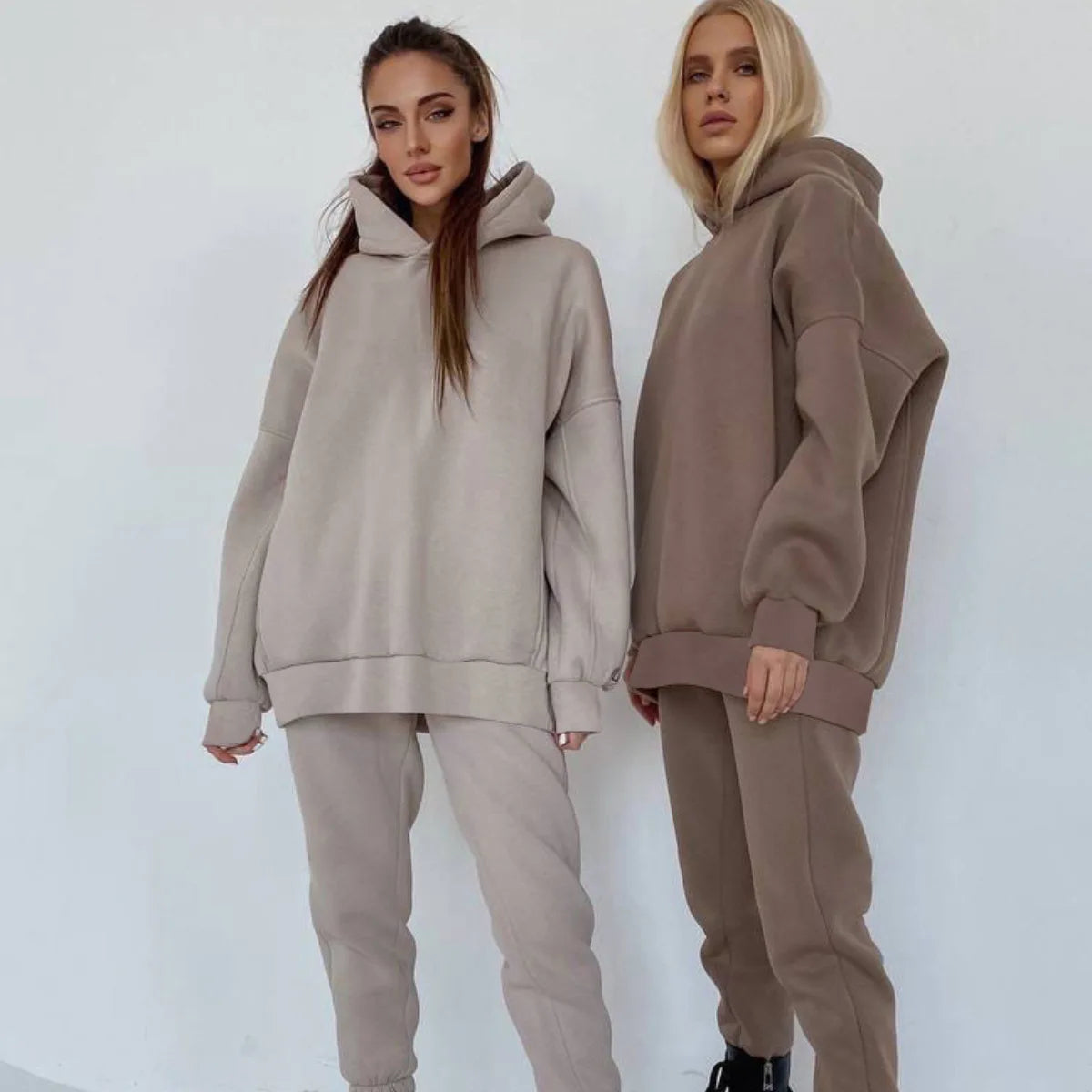 Women's Custom Logo Breathy Hoodie Jogger Sets Wholesale 2 Piece Jogger Outfit