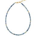 Zooying Tiny Cylinder Natural Stone Necklace Stainless Steel Gold Beads Beaded Necklace for Women