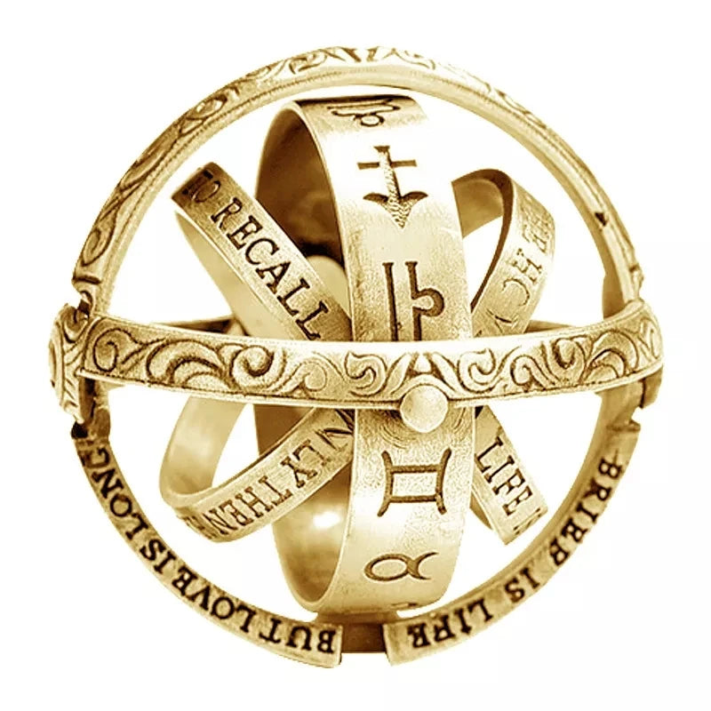 R.GEM. Creative Retro Punk Vintage Jewelry Cosmic Stainless Steel Finger Couple Statement Astronomical Ball Ring