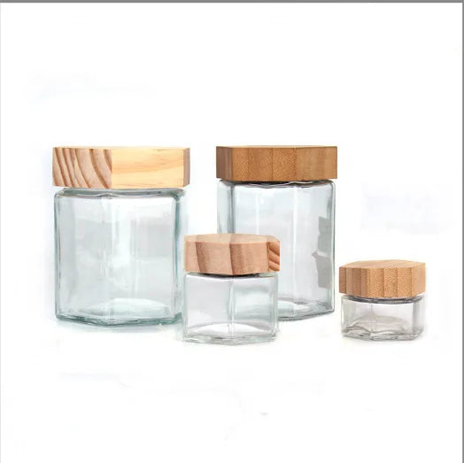 Empty 30ml 70ml 180ml 280ml 380ml Hexagon Honey Jars Pot Container Wholesale Packaging