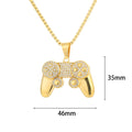 HipHop GamePad Pendant Men's Necklace 18k Gold Plated Zircon Stainless Steel Pendant Necklace