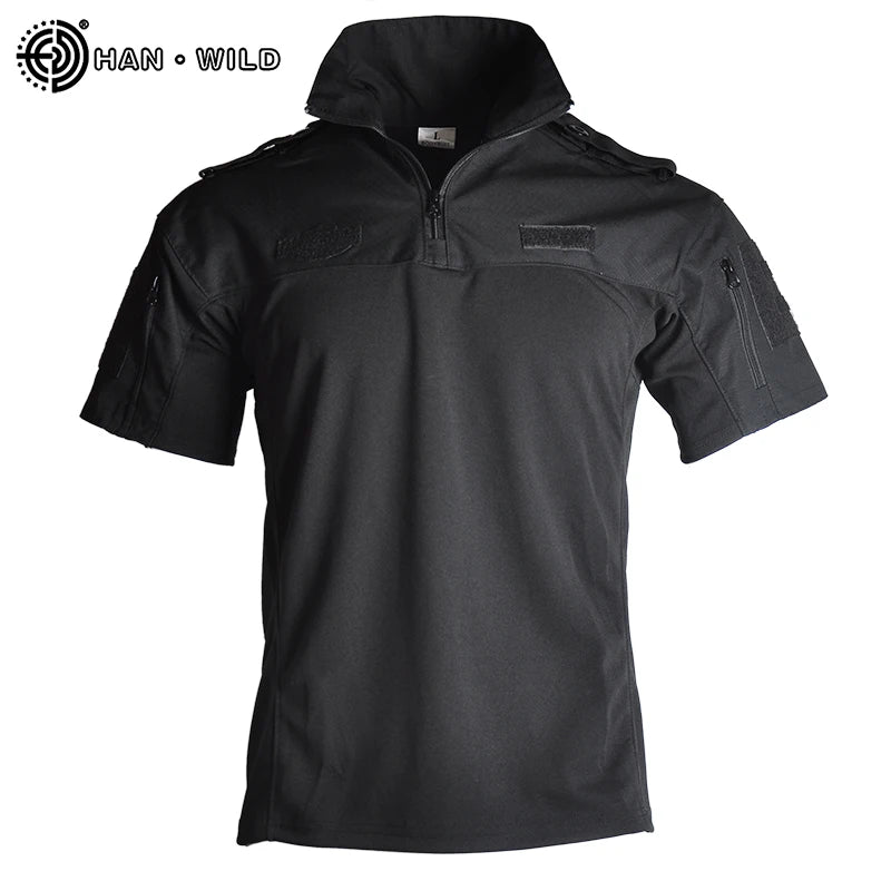 HAN WILD Solid Color Motorcycle Quick-drying T-shirt Camouflage Shirt Tactical Polo Shirt