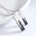 S925 Sterling Silver Couple Necklace Geometrinen Kaulakoru Personality Geometric Rectangle Pendant Necklace