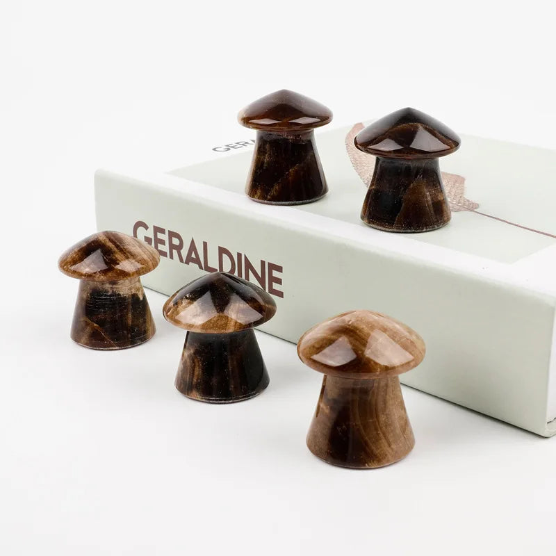 Huiying Stone Marble Mushroom Handmade Mineral Specimen Feng Shui Crystals Healing Stones For Collection Decoration Gift