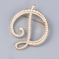 Fanyue Am Hot Sale 2023 Pearl Large Gold Letter Brooch Pin Alphabet for Women A-Z Initial Letter Brooch