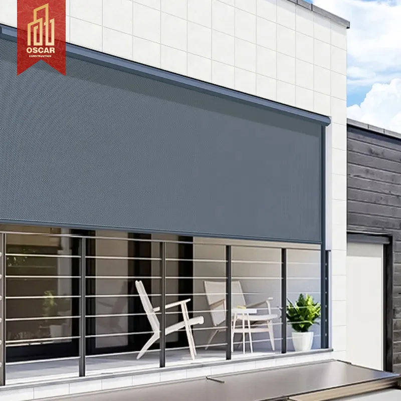 Outdoor Aluminum Cover Sun Shading Balcony Dual Zip Track Screen Roller Window Blinds Magic Screen Pergola Gazebo Roller Blinds