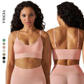 OEM Wholesale Low MOQ Women Sportswear Nylon Stretch Fabric Crop Top Sexy Backless Custom Logo Halter Yoga Sports Bra for Ladies