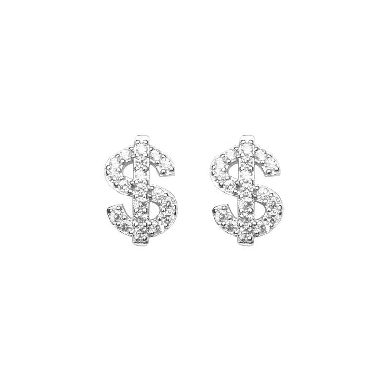 Europe the United States Trending Senior Single Stud Earrings for Men Full Diamonds Letters Brass Jewelry for Party Wedding
