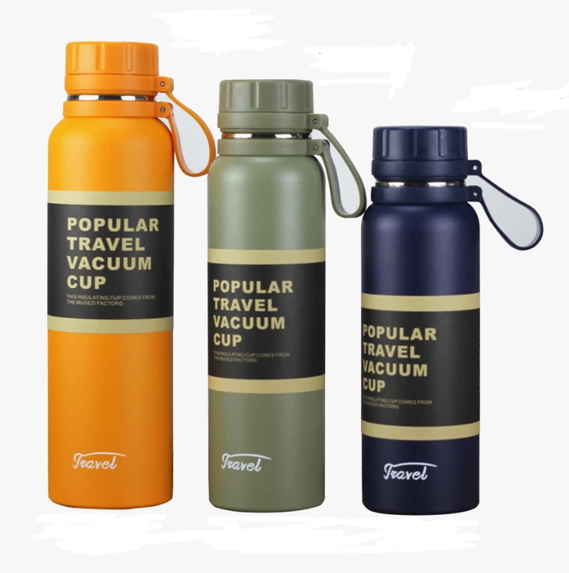 New Designed Travel Silicone Handle Double Wall Stainless Steel Insulated Water Bottle with Custom logo