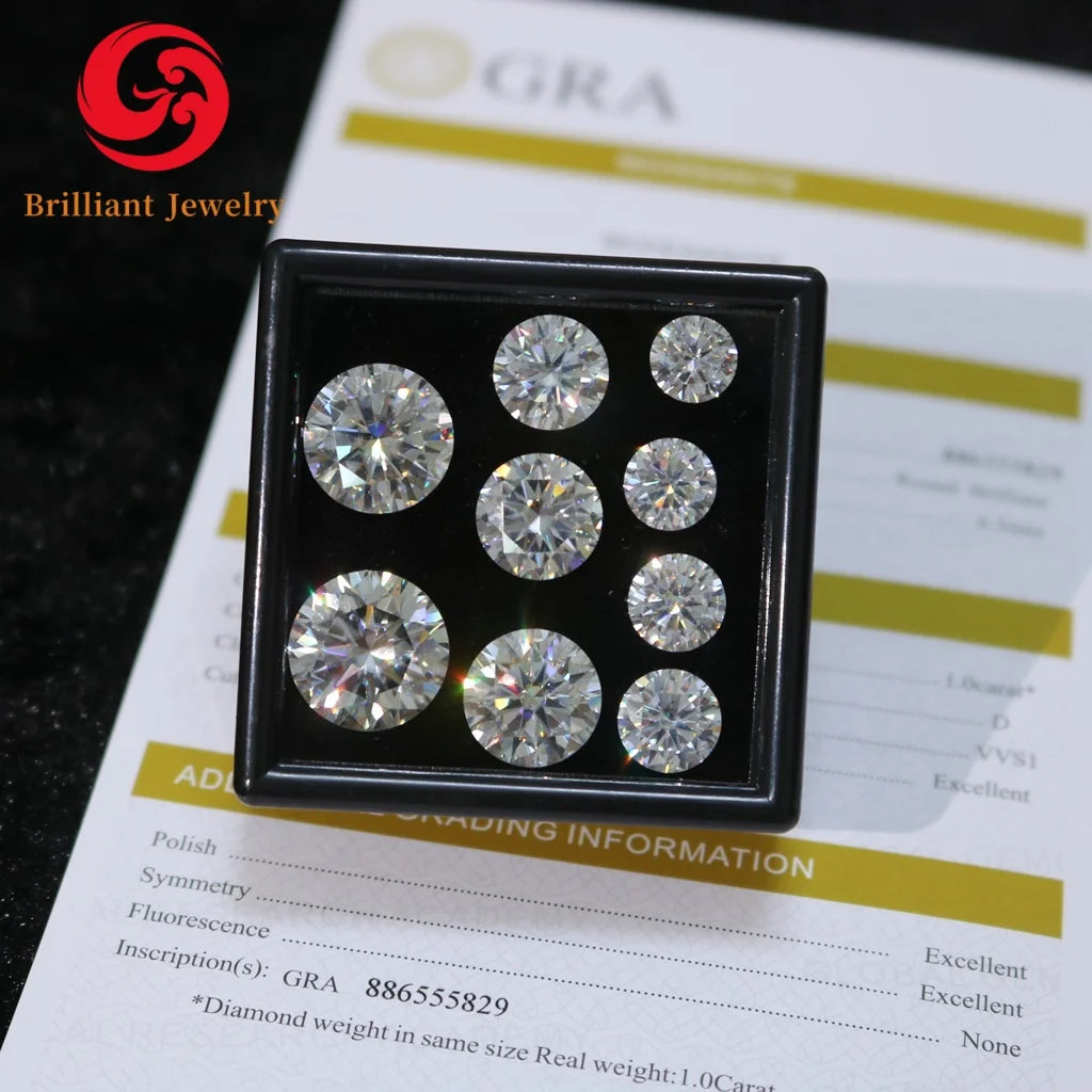 Loose Lab Created Gemstone Wholesale Brilliant Cut 3-12mm Moissanite Stone White Color Color Play/Fire for Jewelry Making Price