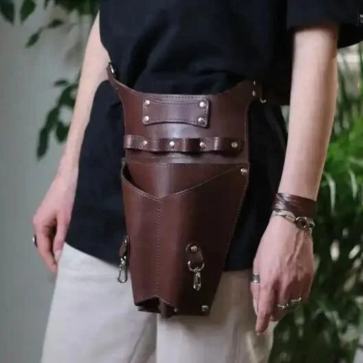 HIBO BSCI Certified 27*29cm Genuine Leather Barrel-shaped Ratcheting Buckle Florist Tool Belt Bag Waterproof Garden Tool Belt