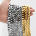 9mm 10.5mm Thick Heavy Chain Cuban Jewelry Stainless Steel Flat Clasp London Hot 18k Gold Plated Mens Miami Cuban Link Chain