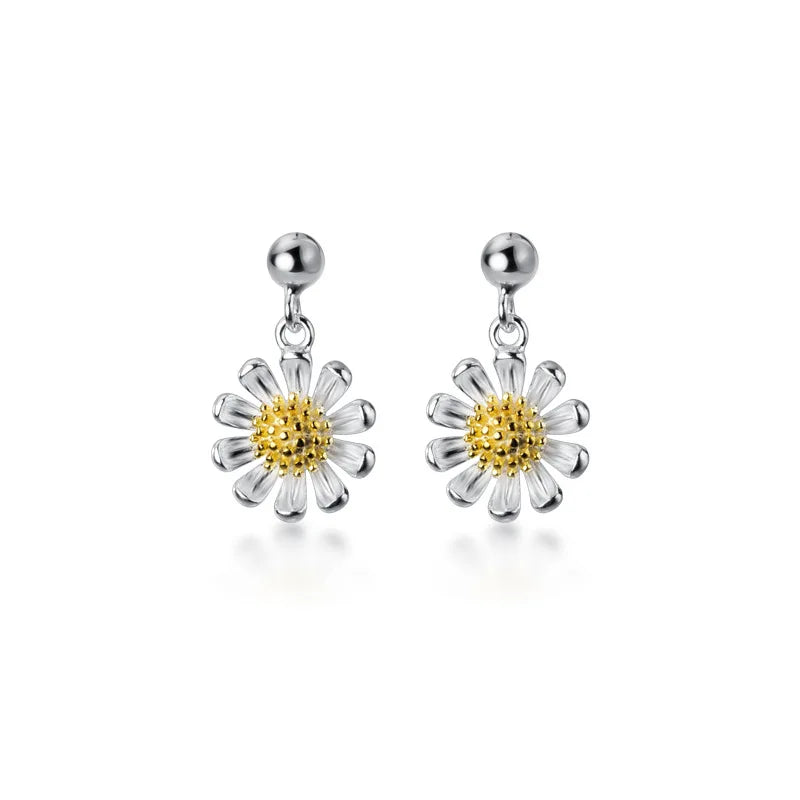 New Fashion 925 Sterling Silver Summer Jewelry Earrings Sweet Daisy Drop Earrings for Women Jewelry Gifts