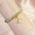 Fashion Jewelry Natural 8mm Crystal Gemstone Tumble Beads Double Layer Gold Apricot Handmade Link Chain Bracelet for Women