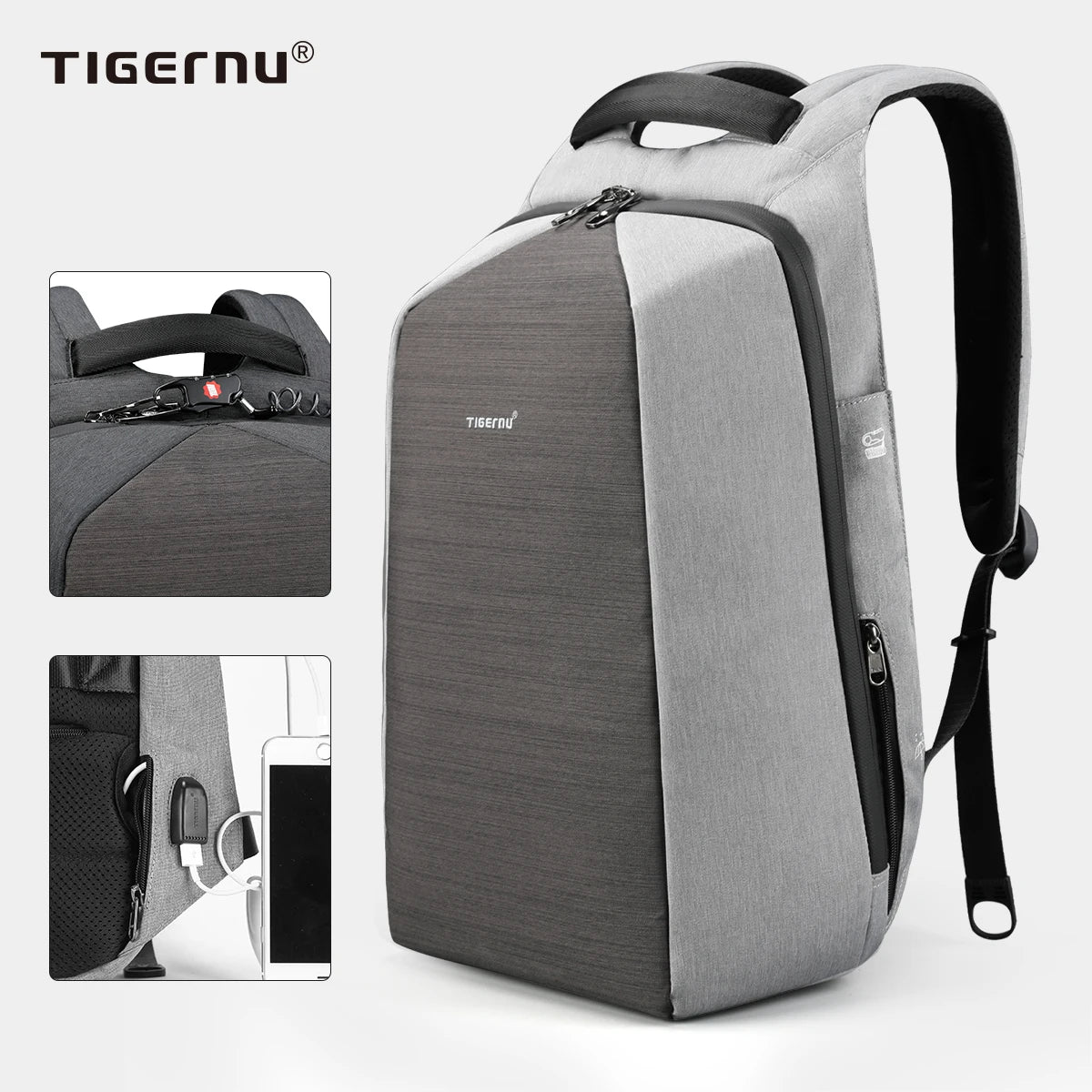 Premium Men's Business Laptop Backpack with USB Port Durable Fashion Mochila Waterproof Polyester Oxford Cloth Letter Pattern