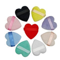 HMU Custom Logo Soft Material Natural Cotton Face Loose Powder Heart Shape Finger Velour Makeup Powder Puff With Logo