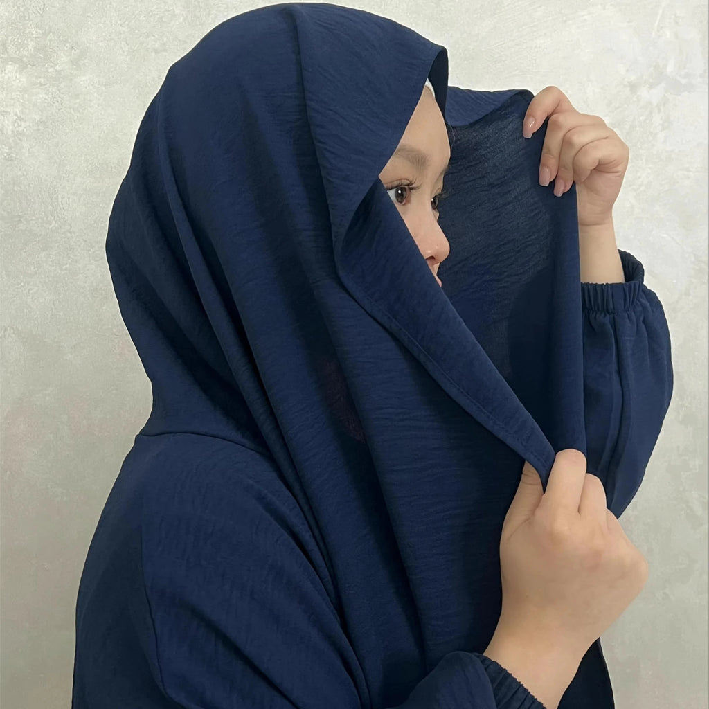 LM013 IRONFREE Crepe Hooded Abaya Hijab Attached With Scarf Pockets Muslim Jilbab Cute Modesty Dress Jabab Prayer Dress Modest