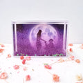 Purple Heart-Shaped Glitter Decorations Preserved Valentine's Day Photo Frames with Liquid Gift Idea for Valentine's Day