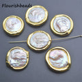 DIY Fashion Jewelry Bracelet Necklace Making Wholesale Gold Plated Round Shape Natural Freshwater Pearl Loose Beads
