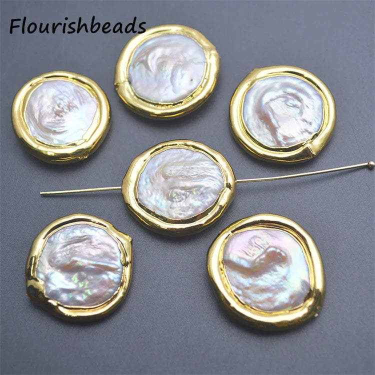 DIY Fashion Jewelry Bracelet Necklace Making Wholesale Gold Plated Round Shape Natural Freshwater Pearl Loose Beads