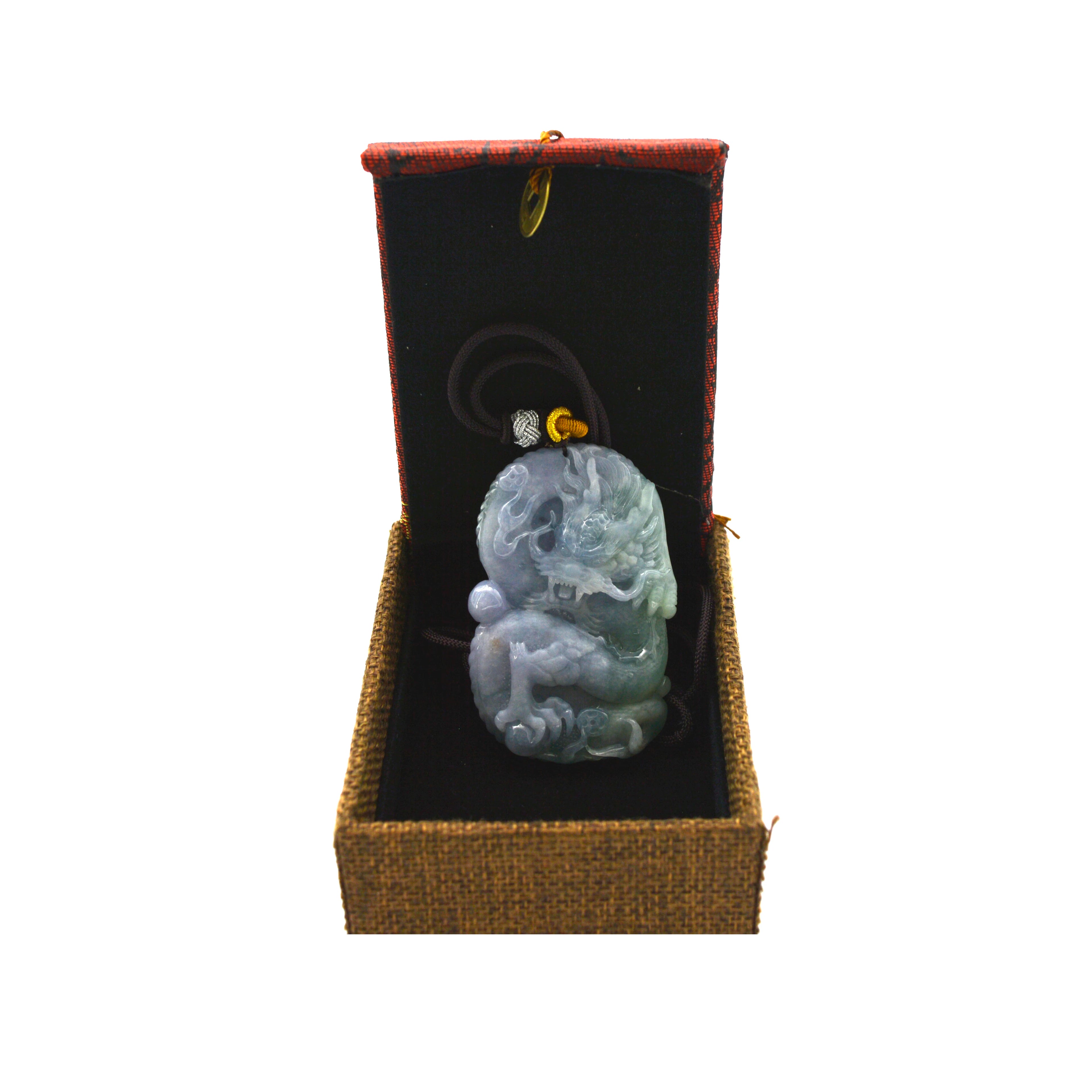 Natural Green Burma Jadeite Jade  Carved Chinese Dragon Pendants Necklace Jewellery
