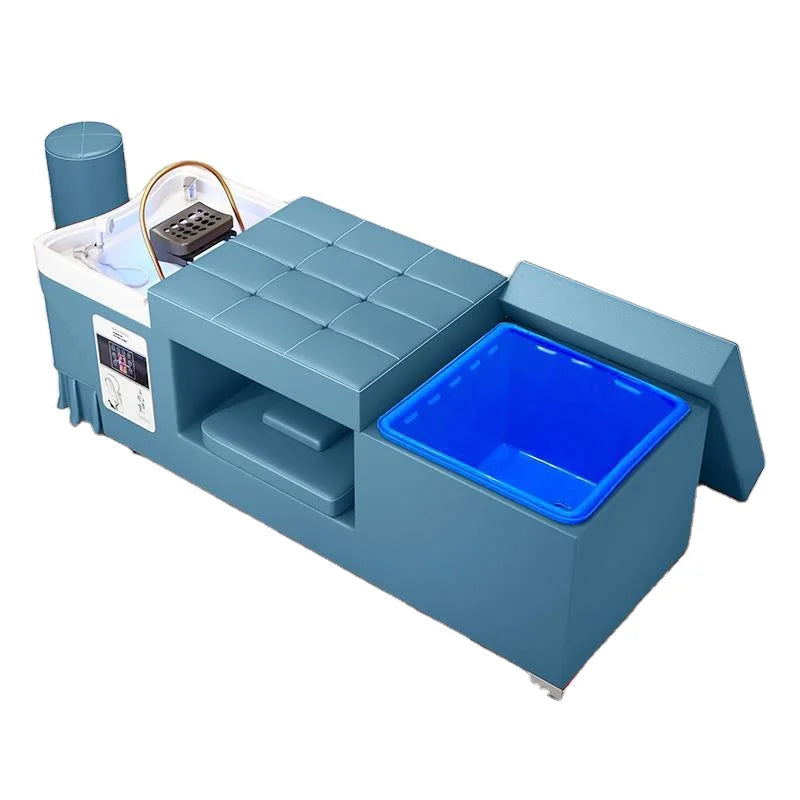 Customized Modern Design Salon Hair Spa Wash Bed with Water Storage Tank Thai Massage Shampoo Bed Synthetic Leather Sink