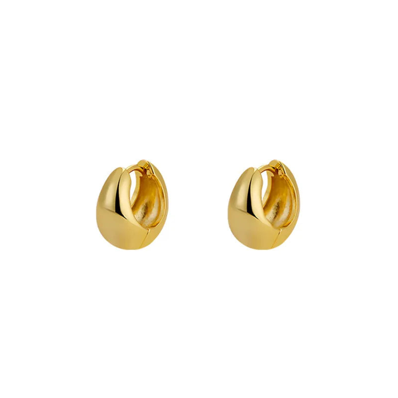Lady's Gold Plain Silver Gold Huggie Hoop Earrings Classic Solid Mini Bubble Huggie Hoop Earring for Women