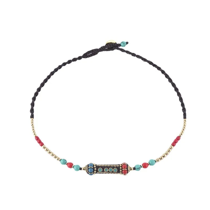 Best-selling Ethnic Style Nepalese Bead Braided Collarbone Chain Retro Simple Wild Fashion Necklace