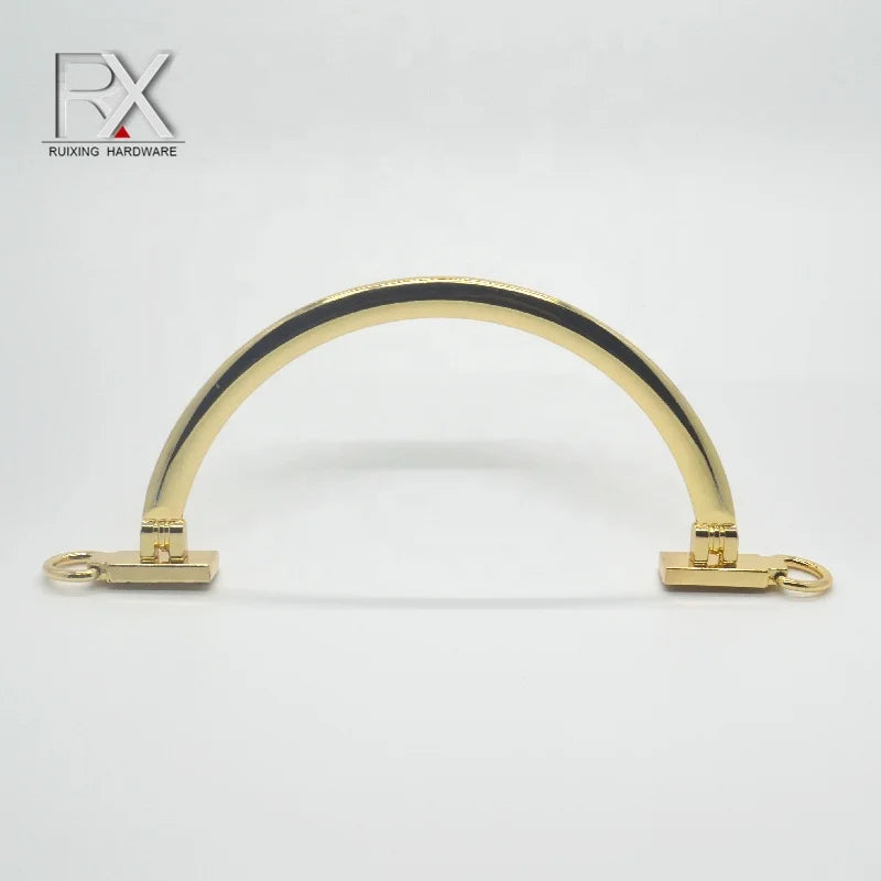 Custom Metal Handle Light Gold Bag Handle Arch Zinc Alloy Handbag Handle for Lady Bag Strap Hanging Hanger Clasp