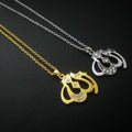 A500105 Gold Silver Muslim ALLAH Symbol Pendant Urdu Prayer Religious Charms Crystal Necklace