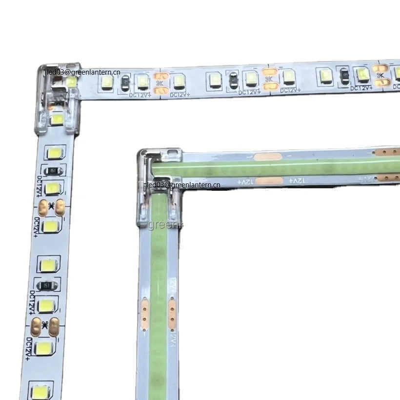 NEW 2Pin COB Connector 2 Pin 8mm 10mm COB SMD LED Strip Light Snap Buckle L-Shaped Corner Connector Transparent No Dark Area