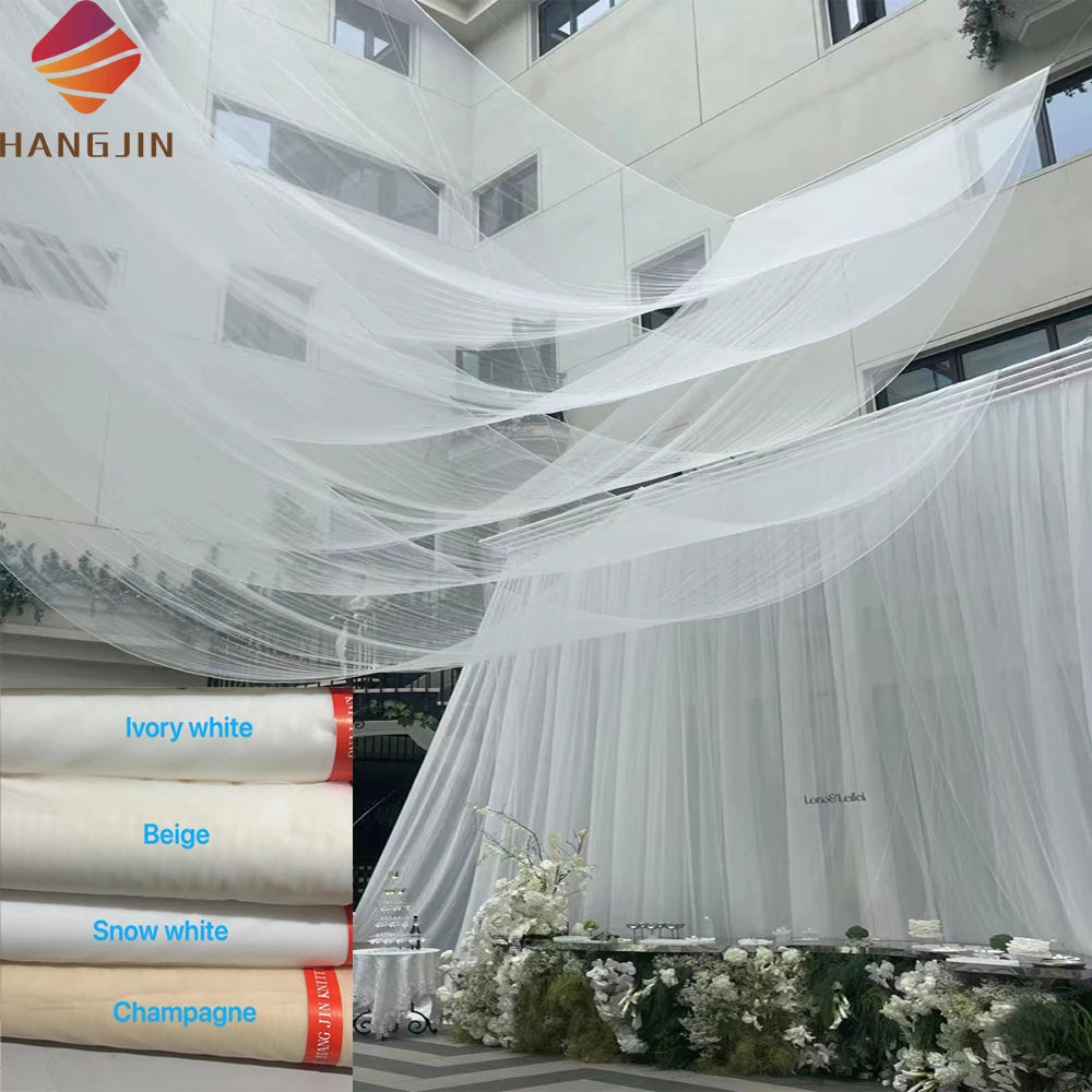 3 Meters Width Soft Ivory White Tulle for Bridal Veil 100% Nylon Sheer Mesh Fabric 118" 3M Wide Wedding Decoration Tulle Fabric