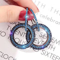 Handmade Women's Gold and Silver Plated round Rhinestone Earrings New Style Trendy Circle Jewelry for Weddings