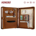 Handmade Zippered Genuine Leather Briefcase with 3 Ring Binder Premium Quality Product