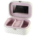 White Shining PU Leather Jewelry Box with Portable Rings Earrings Storage Popular Design