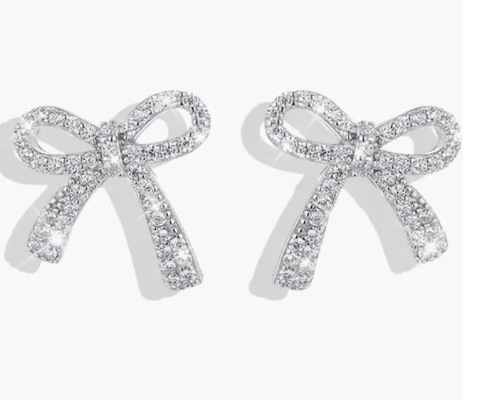 Cheap Bowknot Zircon Stud Earrings Cute Statement Full Diamond Earrings Jewelry Gold Bow Earring Gifts for Women