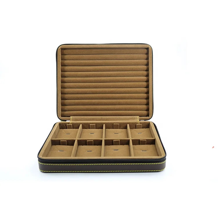 Wholesale Handmade Luxury Portable Rectangle Leather Eco-friendly Jewelry Tray with 100 Pcs MOQ for Necklace Ring & Stud Storage