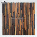 Long Strip Black Brown 3D Boat Wood Mosaic Tile Kitchen Backsplash Bathroom Wooden Wall Art Panel Wood Tiles Home Decoration