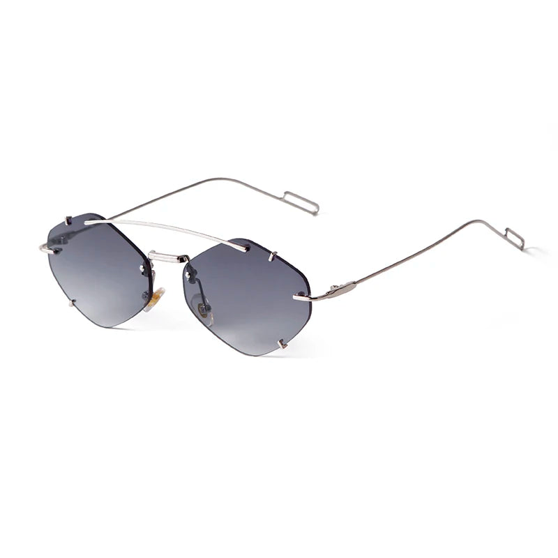 STORY STY2580T Luxury Designer Metal Punk Sun Glasses Silver Legs Rhombus Rimless Sunglasses Women Frameless Eyewear