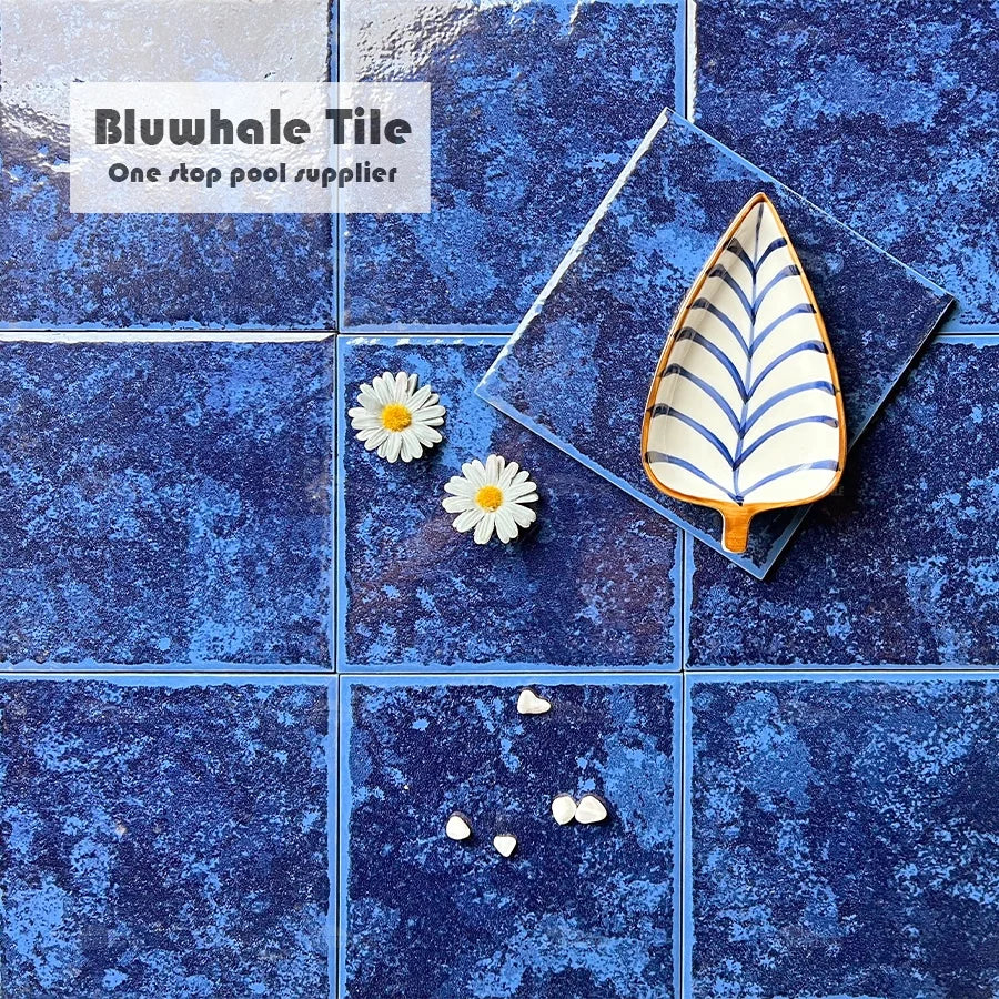 Bluwhale Tile One Stop Wholesale Premium Outdoor Pool Ink Jet 150x150mm Blue Swimming Pool Tiles Large 6x6 Pool Porcelain Tiles