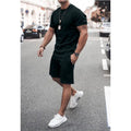 L1226 Custom LOGO Men's Tracksuit 2 Piece Set Summer Solid Sport Suit Short Sleeve T Shirt and Shorts Jogging Set Streetwear