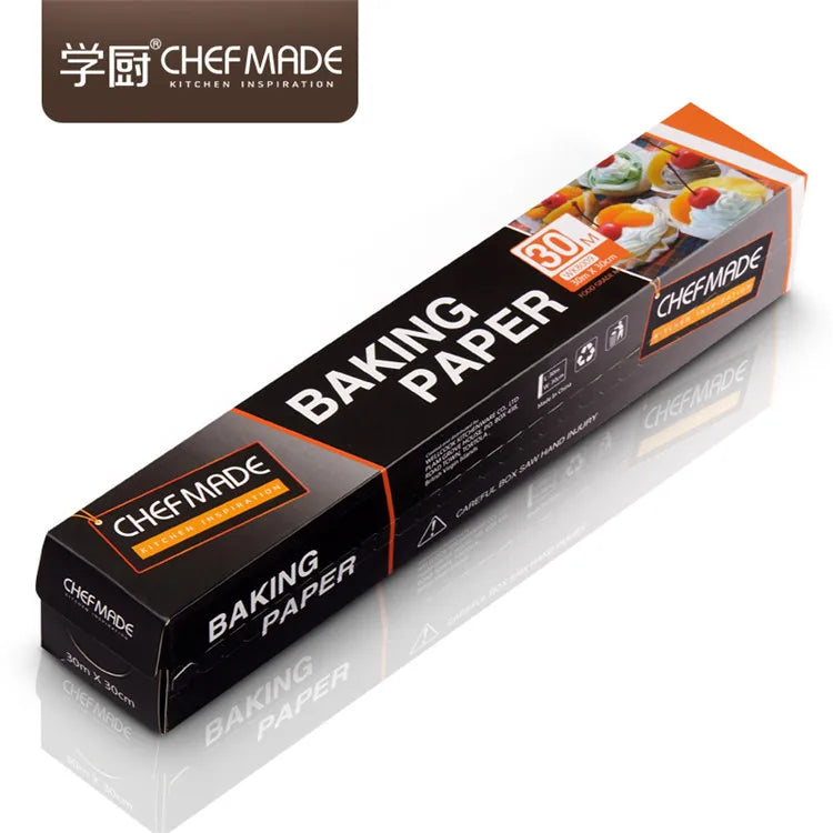 CHEFMADE Kitchen Tool Food Grade 30cmx30m Greaseproof Loaf Pan Cake Bread Mould Baking Paper Roll