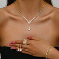 Bridal Girl Jewelry Set Sparkling Diamond Necklace and Earrings Set Fashion Pendant Necklaces Wholesale Factory Direct Sales
