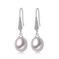 Fengyi Wholesale Fashion White Copper Gold Plated Vintage Simple Classic Elegant Freshwater Pearl Pendant Earrings for Woman